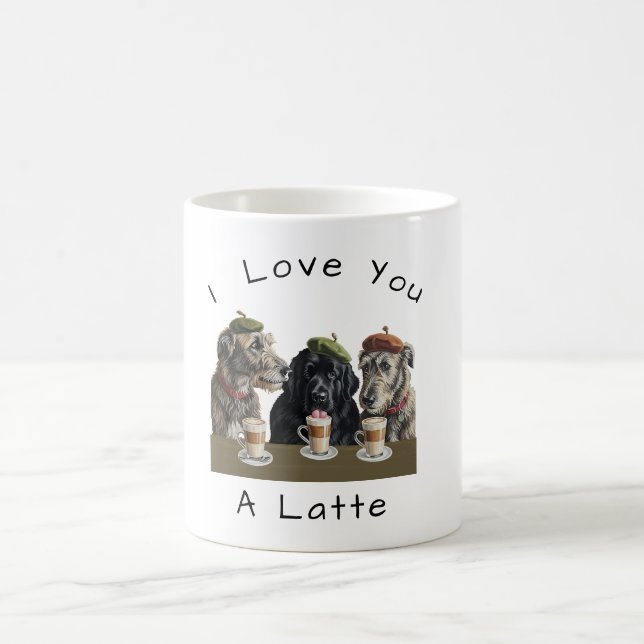 Jag kärlek er en latte Irish Wolfhound Kaffemugg (Center)