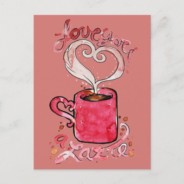 Jag kärlek er en latte vykort (Framsida)