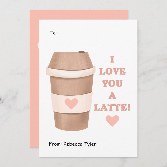 Jag Kärlek er en Rosa Valentines day i latte Class Julkort (Fram/baksida)
