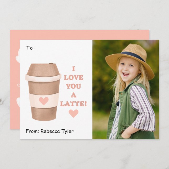 Jag Kärlek er ett latte Classroom Foto Valentines  Julkort (Fram/baksida)