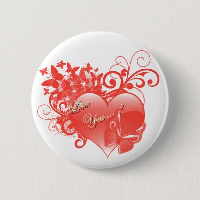 JAG KÄRLEK ER I RED HEART KNAPP (Framsida)