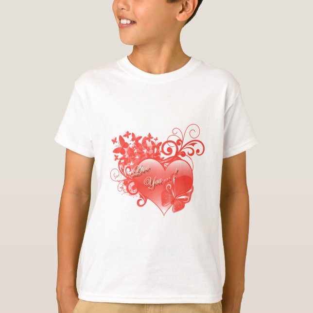 JAG KÄRLEK ER I RED HEART T SHIRT (Framsida)
