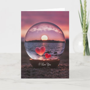 Jag Kärlek er med att Flyta Hearts i Crystal Boll Kort