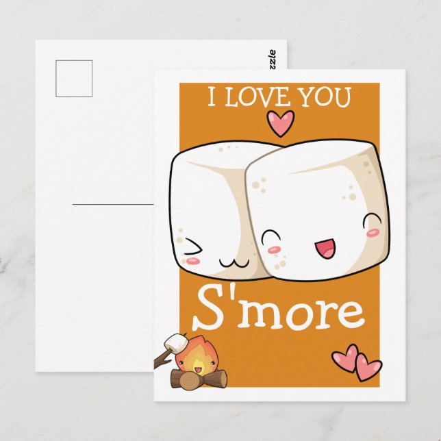 Jag Kärlek er mer Kawaii Marshmallow Vykort (Fram/baksida)