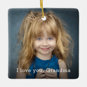 Jag Kärlek er mormor med fyrkantsfoto Julgransprydnad Keramik
