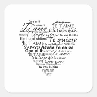 Jag kärlek er på andra språk 5 fyrkantigt klistermärke