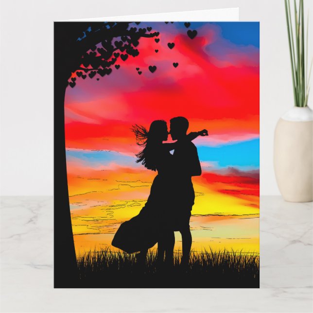 JAG KÄRLEK ER ROMANTISKA SUNSET GREETING CARD TACK KORT (Framsida)