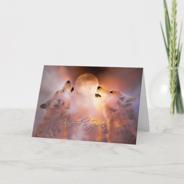 Jag Kärlek er två Vargar Soul Mates Kort (Framsida)