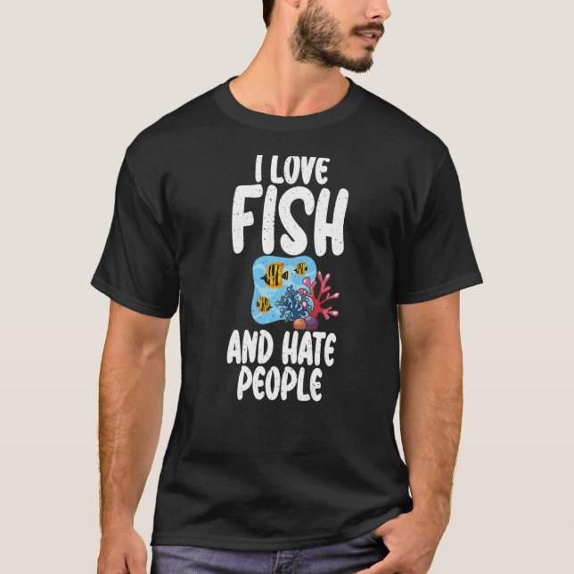Jag kärlek Fiskar och hatar fiskägarens premium T Shirt (Framsida)