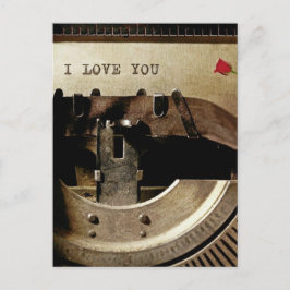 Jag Kärlek, Gamle Typewriter Röd ros Vintage Brev Vykort