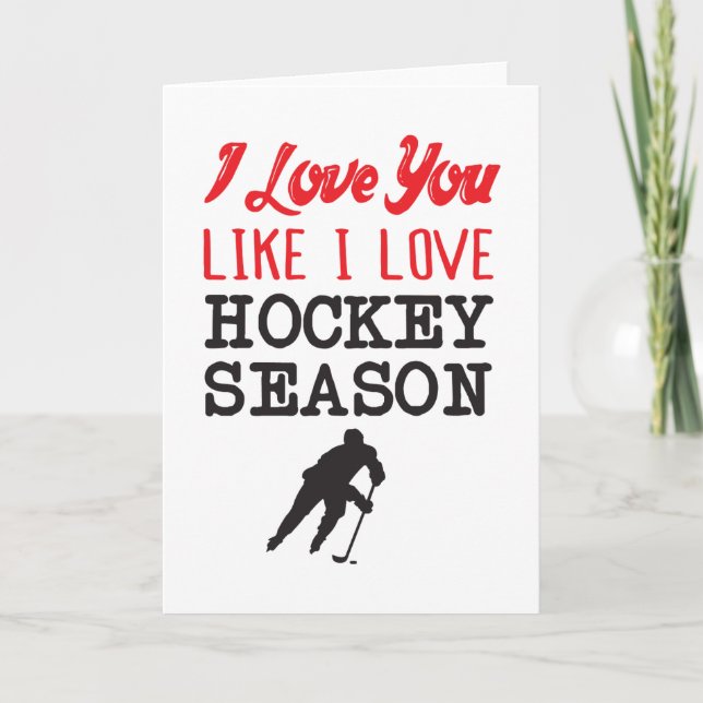 Jag Kärlek gillar Hockey Season Valentine Day Card Helgkort (Framsida)