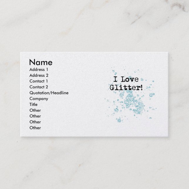 Jag Kärlek Glitter! Visitkort (Framsida)
