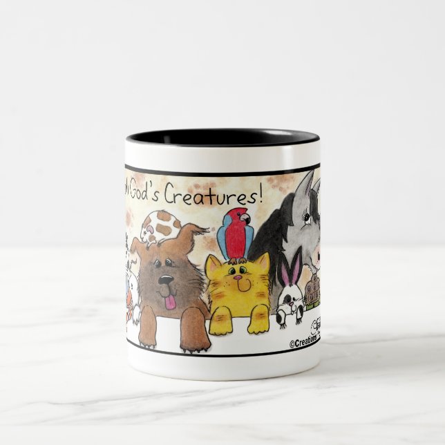 Jag Kärlek Guds skapelser! Två-Tonad Mugg (Center)