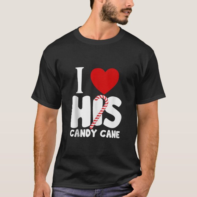 Jag Kärlek Hans Candy cane gillar att hennes kanin T Shirt (Framsida)