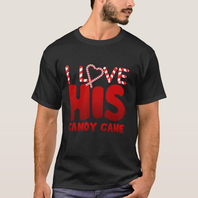 Jag Kärlek Hans Candy cane gillar att hennes kanin T Shirt (Framsida)