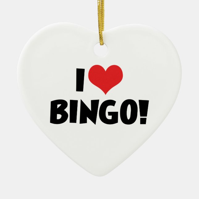Jag Kärlek Heart Bingo! - Bingo Älskare Julgransprydnad Keramik (Framsidan)