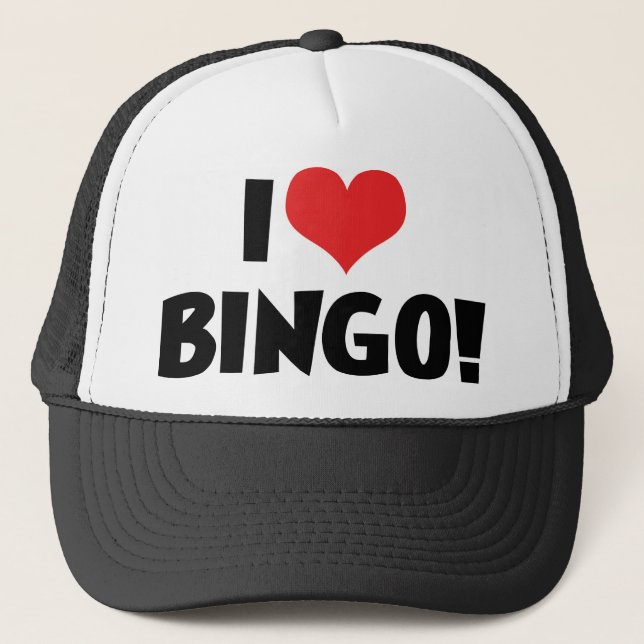 Jag Kärlek Heart Bingo! - Bingo Älskare Truckerkeps (Framsida)