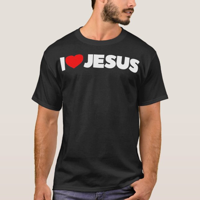 Jag Kärlek Heart Jesus T Shirt (Framsida)