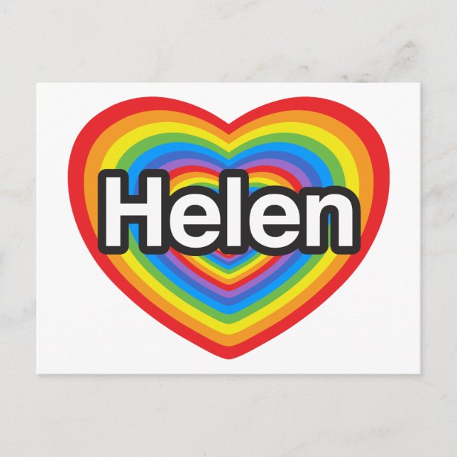Jag kärlek Helen. Jag kärlek du Helen. Hjärta Vykort (Framsida)