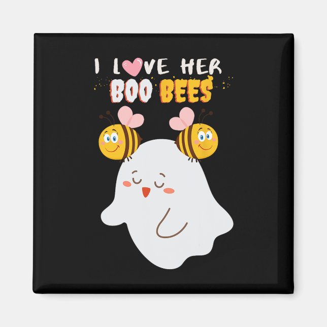 Jag Kärlek hennes boo Bees Funny Halloween Couple  Magnet (Framsidan)