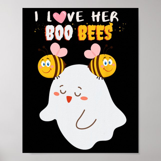 Jag Kärlek hennes boo Bees Funny Halloween Couple  Poster (Framsidan)