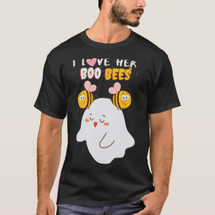 Jag Kärlek hennes boo Bees Funny Halloween Couple T Shirt