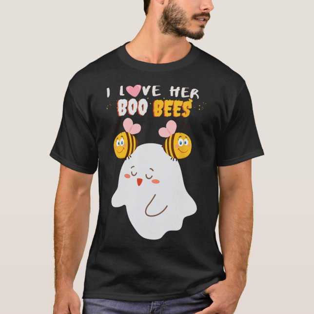 Jag Kärlek hennes boo Bees Funny Halloween Couple  T Shirt (Framsida)