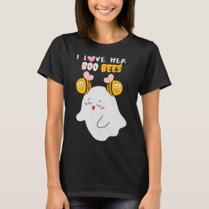 Jag Kärlek hennes boo Bees Funny Halloween Couple  T Shirt