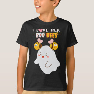Jag Kärlek hennes boo Bees Funny Halloween Couple T Shirt