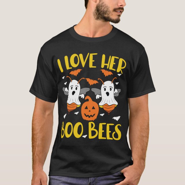 Jag Kärlek Hennes boo Bees T Funny Par Halloween C Shirt (Framsida)