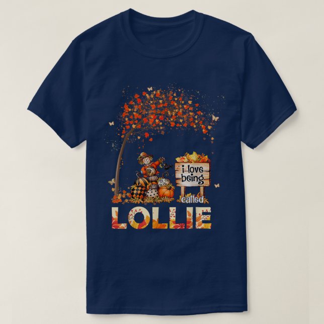 Jag Kärlek heter Lollie Farmer Höst löv Autu T Shirt (Design framsida)