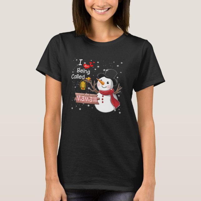 Jag Kärlek heter Mamaw jul Snögubbe Costum T Shirt (Framsida)