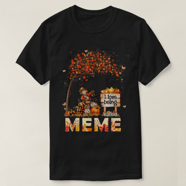 Jag Kärlek heter Memmer Farmer Höst löv hösten T Shirt (Design framsida)