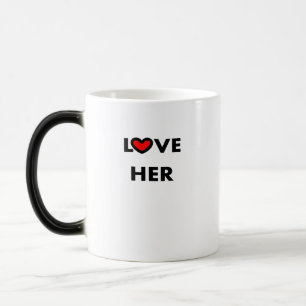 Jag kärlek honom och kärlek hennes röda hjärta Mug Magisk Mugg
