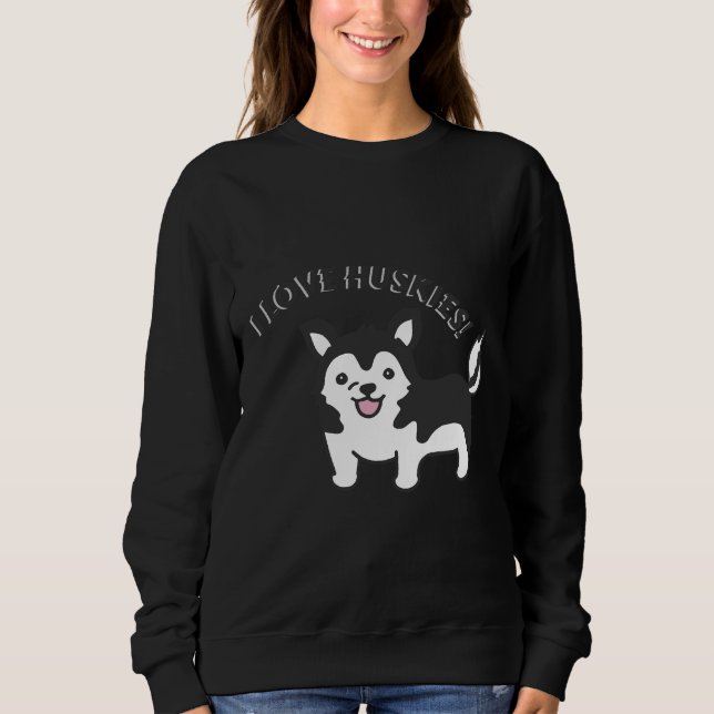 Jag Kärlek Huskies! T Shirt (Framsida)