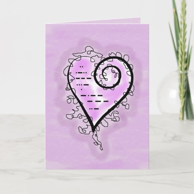 Jag Kärlek i Rulla med morse Code Heart Card Kort (Framsida)