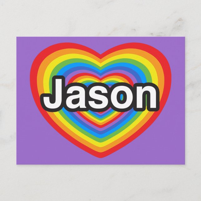 Jag kärlek Jason. Jag kärlekar dig Jason. Hjärta Vykort (Framsida)