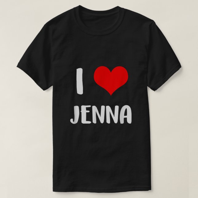 Jag kärlek JENNA-valentin beklagar dams hjärtklack T Shirt (Design framsida)