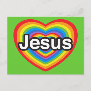 Jag kärlek Jesus. Jag kärlekar dig Jesus. Hjärta Vykort