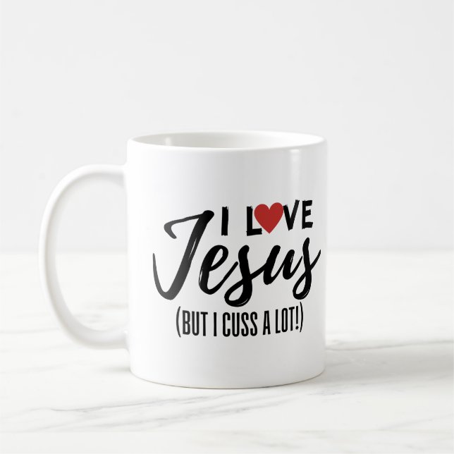 Jag Kärlek Jesus (men jag klär en massa!) Kaffemugg (Vänster)