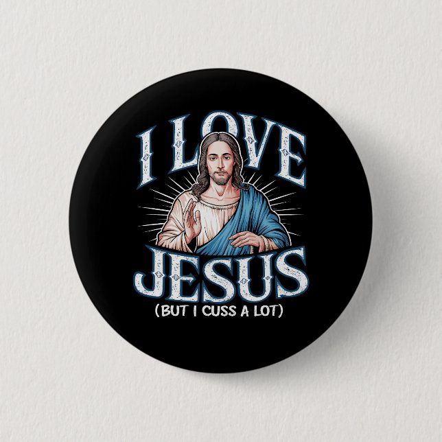 Jag Kärlek Jesus (men jag klär en massa!) Knapp (Framsida)