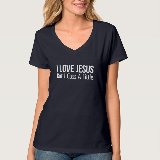 Jag Kärlek Jesus - men jag tycker lite - T Shirt (Framsida)