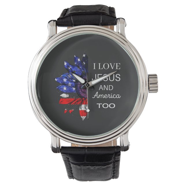 Jag Kärlek Jesus och Amerika också Armbandsur (Framsida)