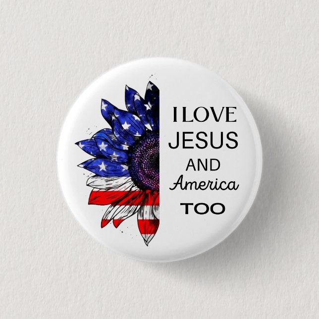 Jag Kärlek Jesus och Amerika också Knapp (Framsida)