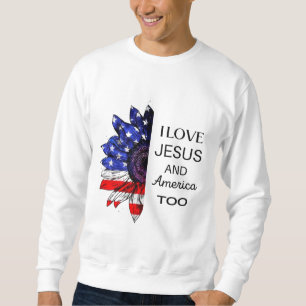 Jag Kärlek Jesus och Amerika också Lång Ärmad Tröja
