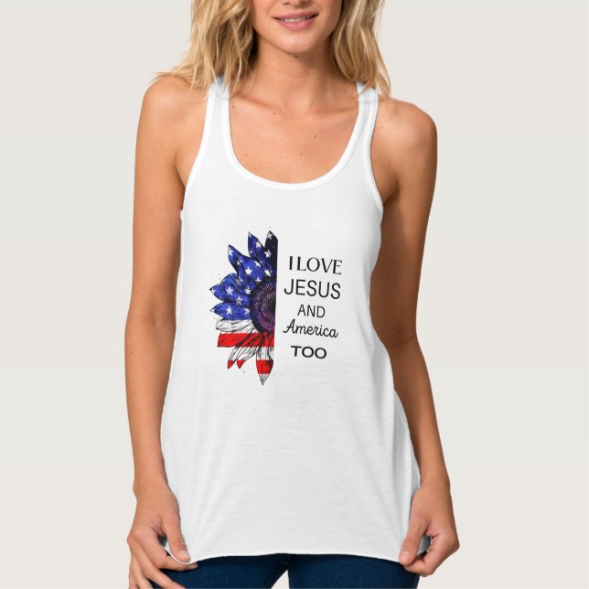 Jag Kärlek Jesus och Amerika också Linne Med Racerback (Framsida)