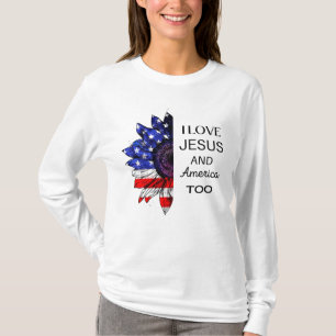 Jag Kärlek Jesus och Amerika också T Shirt