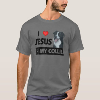 Jag Kärlek Jesus och min Gräns Collie Samlare Mamm T Shirt