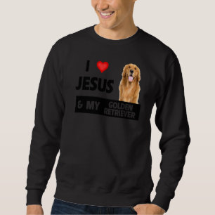 Jag Kärlek Jesus och min gyllene kvarhållare Hund Lång Ärmad Tröja