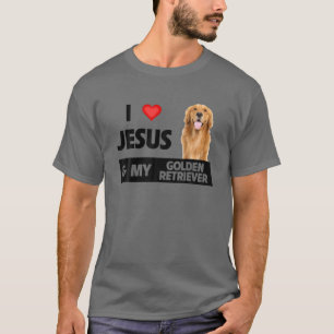 Jag Kärlek Jesus och min gyllene kvarhållare Hund T Shirt